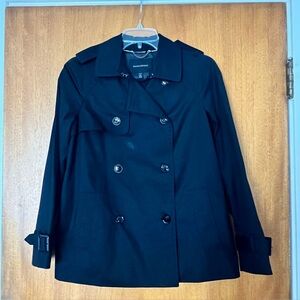 Banana Republic Petite Black Short Trench Double-Breasted Jacket, Size PXS